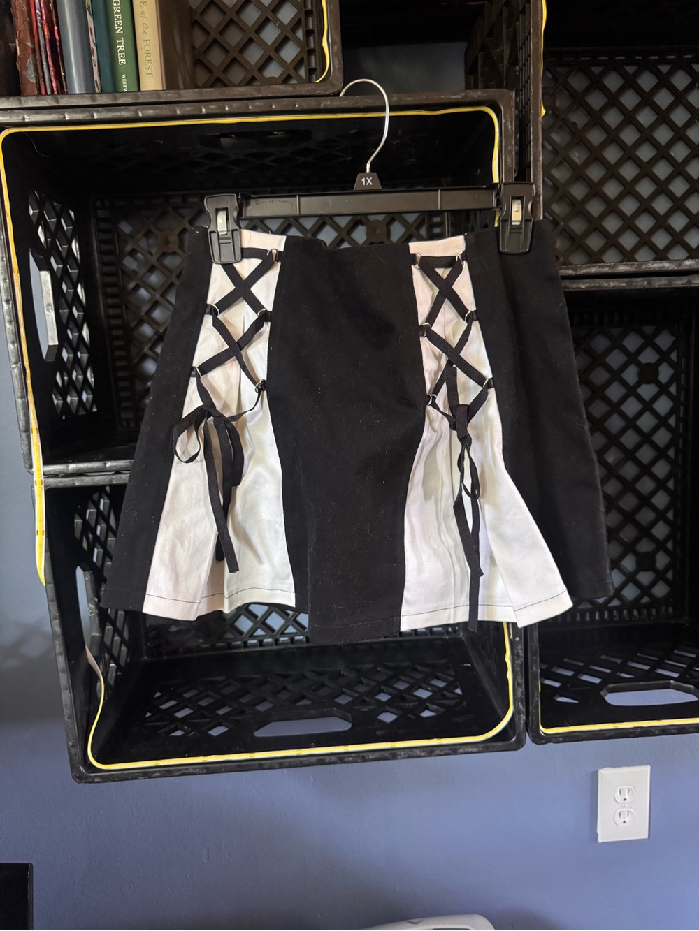 The Grave Girls black & white mini skirt with criss-cross lacing